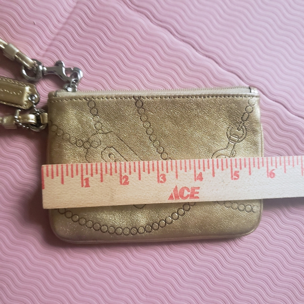 SOLD - Coach Y2K Metallic Gold Small Wristlet Coin Wallet - Picture 7 of 10